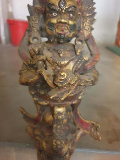 Buddhist Mahakala Phurba, With Color Finishing And Antique Finishing