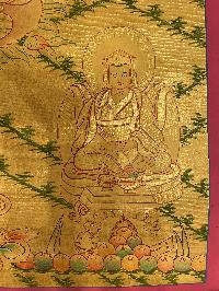 Buddhist Hand Painted Thangka Of Milarepa, [real Gold], Lama`s Art With Marpha, Gamepapa And Mahakala