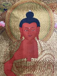 Buddhist Hand Painted Thangka Of Amitabha Buddha, [real Gold], Lama`s Art