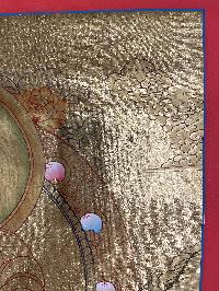 Buddhist Hand Painted Thangka Of Amitabha Buddha, [real Gold], Lama`s Art