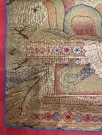 Buddhist Hand Painted Thangka Of Amitabha Buddha, [real Gold], Lama`s Art