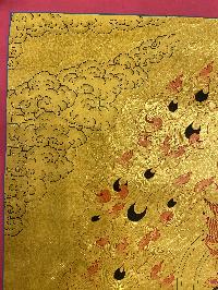 Buddhist Hand Painted Thangka Of Mahakala Panjaranatha, [real Gold], Lamas Art