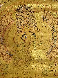 Buddhist Hand Painted Thangka Of Sitatapatra - Umbrella Goddess - Dugar, [real Gold], Lama`s Art