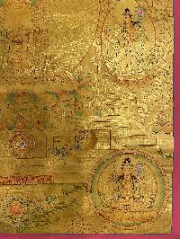 Buddhist Hand Painted Thangka Of Amitabha Buddha, [real Gold], Lama`s Art