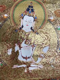 Buddhist Hand Painted Thangka Of Vajrasattva, [real Gold], Lama`s Art