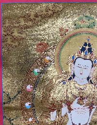 Buddhist Hand Painted Thangka Of Vajrasattva, [real Gold], Lama`s Art