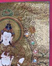 Buddhist Hand Painted Thangka Of Vajrasattva, [real Gold], Lama`s Art