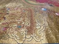 Buddhist Hand Painted Thangka Of Amitayus, [real Gold], [long Life Thangka], Lamas Art, With Healers [white Tara And Namgyalma]