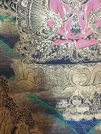 Buddhist Thangka Of Aparimita Thangka, [black And Golden], Chepame, Amitayus