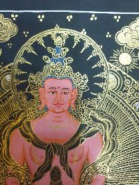 Buddhist Thangka Of Aparimita Thangka, [black And Golden], Chepame, Amitayus