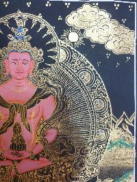 Buddhist Thangka Of Aparimita Thangka, [black And Golden], Chepame, Amitayus
