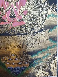 Buddhist Thangka Of Aparimita Thangka, [black And Golden], Chepame, Amitayus