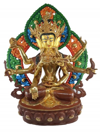 [traditional Style] Of Namgyalma, [partly Gold Plated] With Color Painted Background
