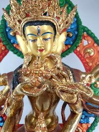 [traditional Style] Of Namgyalma, [partly Gold Plated] With Color Painted Background