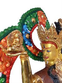 [traditional Style] Of Namgyalma, [partly Gold Plated] With Color Painted Background