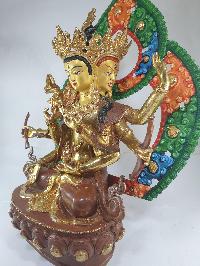 [traditional Style] Of Namgyalma, [partly Gold Plated] With Color Painted Background