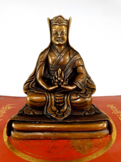 Buddhist Statue Of Gampopa, [chocolate Oxidized]