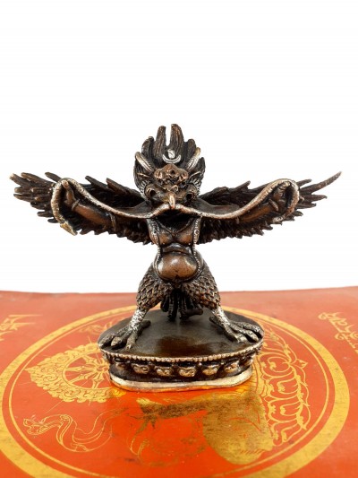 Garuda Statue, Buddhist Statue, [silver And Chocolate Oxidized]