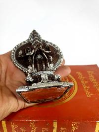 Buddhist Statue Of Sahasrabhuja Avalokitesvara, [silver And Chocolate Oxidized]
