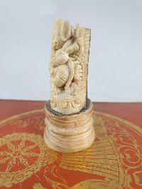 Buddhist Ganesh Carved In Yak Bone, On A Wooden Stand