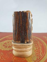 Buddhist Mahakala Carved In Yak Bone, On A Wooden Stand