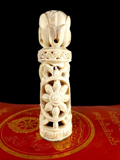 Tibetan Horn [bone] Stamp, [dharma Chakra Design]
