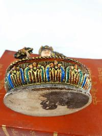 Resin Statue Of Padmasambhava [traditional Color Painted], [white, Green, Blue]
