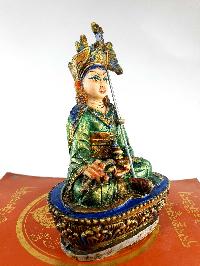 Resin Statue Of Padmasambhava [traditional Color Painted], [white, Green, Blue]
