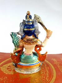 Resin Statue Of Manjushri [traditional Color Painted], [white And Blue]