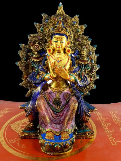 Resin Statue Of Maitreya Buddha [traditional Color Painted], [yellow, Blue]