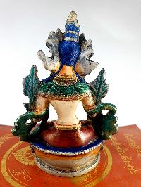 Resin Statue Of White Tara [traditional Color Painted], [white, Red, Blue]