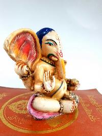 Resin Statue Of Ganesh [traditional Color Painted], [white Pink]