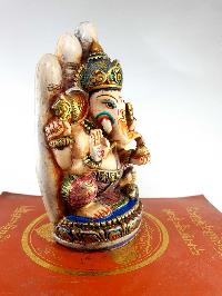 Resin Statue Of Ganesh [traditional Color Painted], [white And Blue]