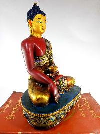 Resin Statue Of Shakyamuni Buddha [traditional Color Painted], [red], [painted Face]