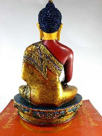 Resin Statue Of Shakyamuni Buddha [traditional Color Painted], [red], [painted Face]