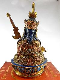 Resin Statue Of Padmasambhava [traditional Color Painted], [yellow And Gold]