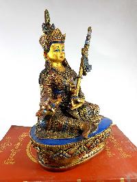 Resin Statue Of Padmasambhava [traditional Color Painted], [yellow And Gold]