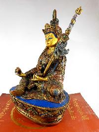 Resin Statue Of Padmasambhava [traditional Color Painted], [yellow And Gold]