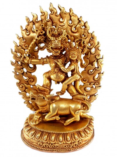 Buddhist Statue Of Yamantaka And Consort [shakti], [full Gold Plated], [fine Quality]
