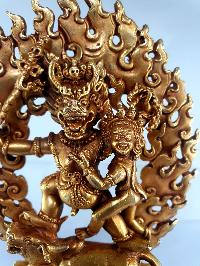 Buddhist Statue Of Yamantaka And Consort [shakti], [full Gold Plated], [fine Quality]