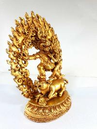 Buddhist Statue Of Yamantaka And Consort [shakti], [full Gold Plated], [fine Quality]