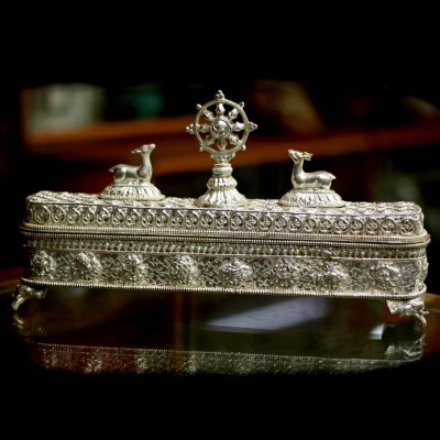 [real Silver], [high Quality], Handmade Buddhist Incense Burner, With Ashtamangala Carving