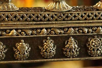[high Quality], Handmade Buddhist Incense Burner, With Ashtamangala Carving [silver Plated], [oxidized]