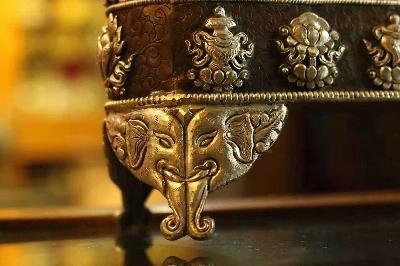 [high Quality], Handmade Buddhist Incense Burner, With Ashtamangala Carving [silver Plated], [oxidized]