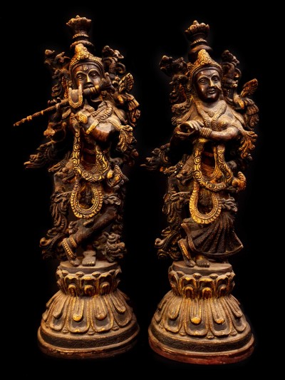 [large], Statue Of Radha And Krishna, [antique Finishing]