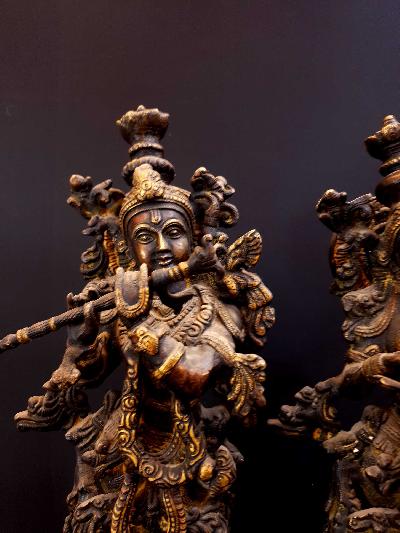 [large], Statue Of Radha And Krishna, [antique Finishing]