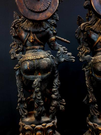 [large], Statue Of Radha And Krishna, [antique Finishing]