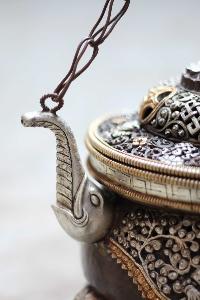 [high Quality], Hanging Incense Burner, Copper With [deep Carving], [silver Plated], [oxidized], [makal, Maka, Incense Burner]