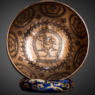 Fine Carving Singing Bowl [jambati], With [citipati], [etching Carving], [select Accessories]