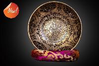 Fine Carving Singing Bowl [jambati], With [sri Yantra], [etching Carving], [select Accessories]